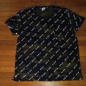 PINK Victoria's Secret Olive Green Camo Short Sleeve Tee with Logo Print